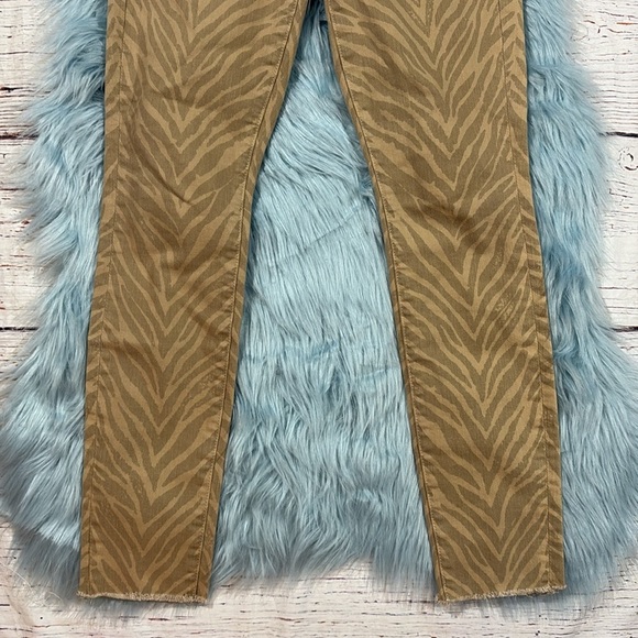 Mother The Looker Ankle Fray Sweet Stripes Skinny Animal Print Tan Jeans - Picture 9 of 12